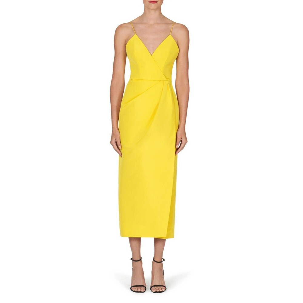$2990 Carolina Herrera Womens Silk Midi Party Cocktail Dress Taxi Cab Size 4